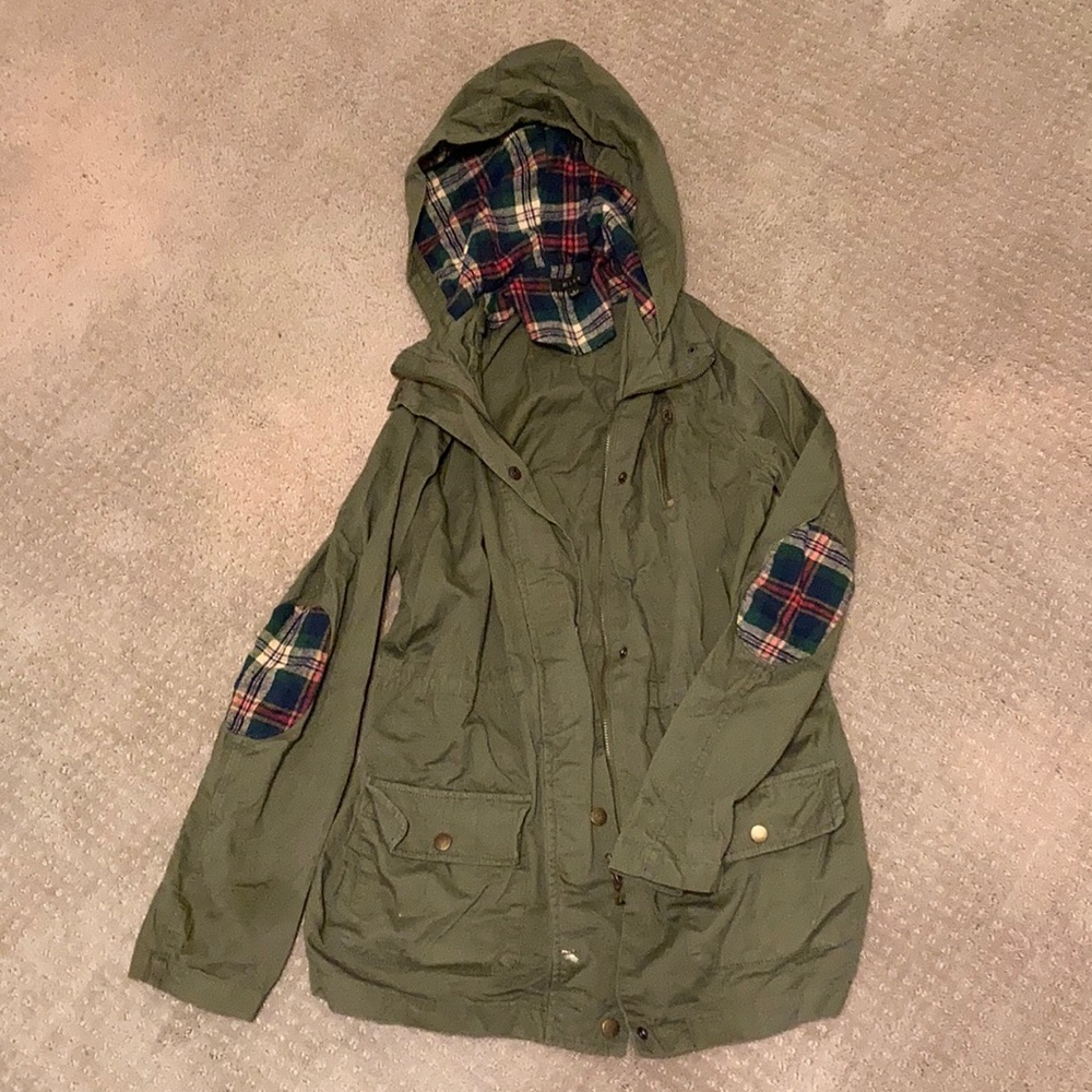 Green and Plaid Utility Jacket